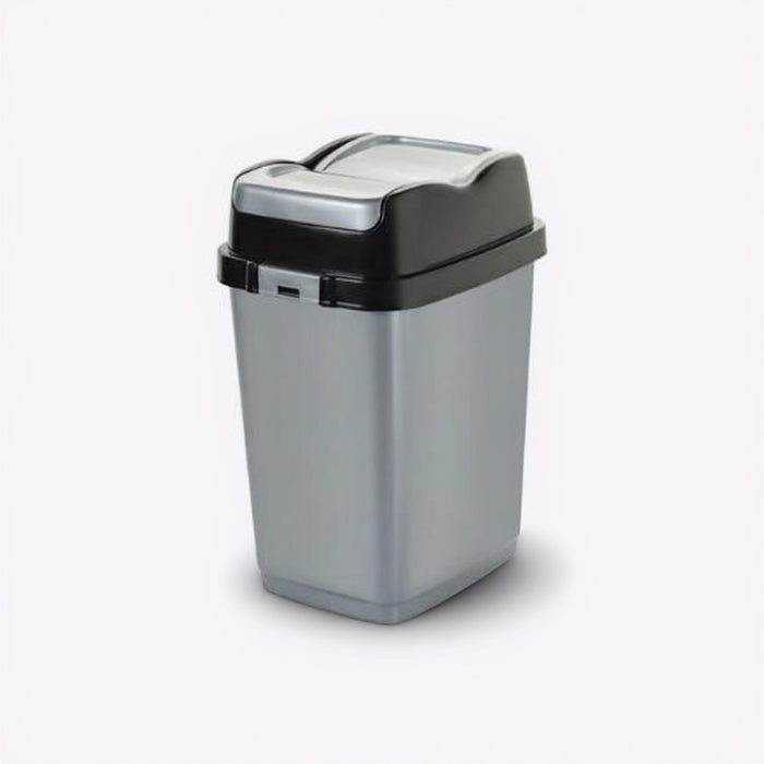 18 L Plastic Dustbin with Removable Double Swing Lid, Grey