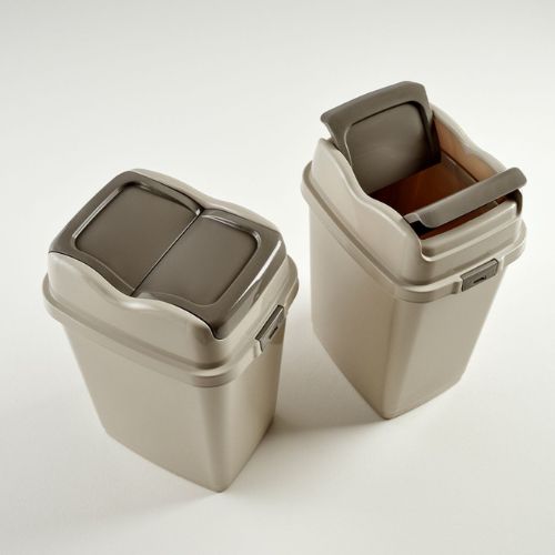 Dunya trash can contents and components flat lay