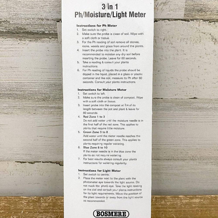 3-in-1 PH, Moisture and Light Meter - Hicks Nurseries