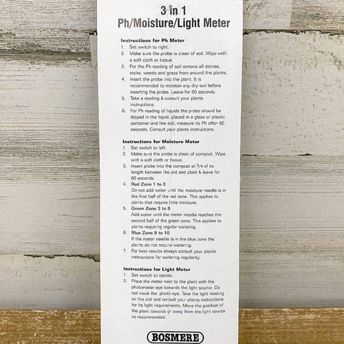 3-in-1 PH, Moisture and Light Meter - Hicks Nurseries