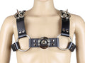 3" Spike Ring Wide  Leather Harness