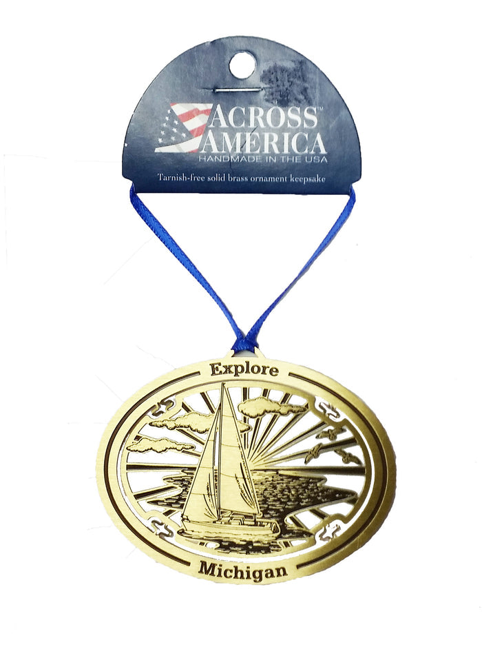 45500 - Brass Explore Michigan Ornament