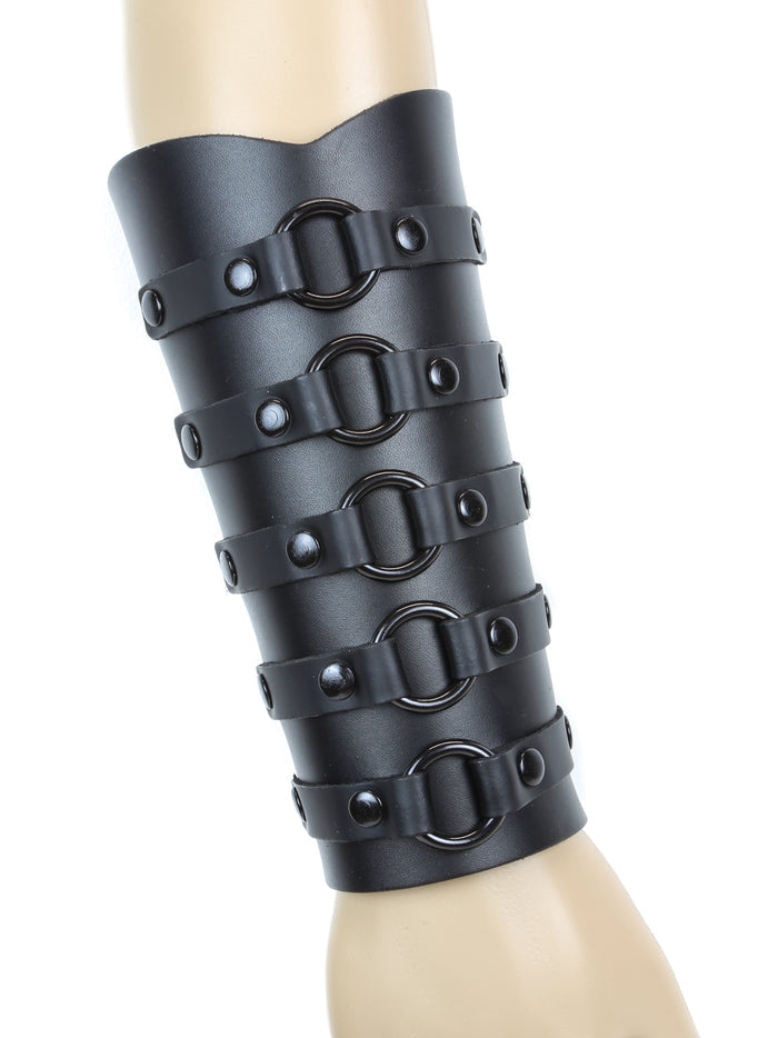 5 Black Ring  Leather Gauntlet