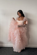 Amy Jane London Pink Kitty Fairytale Satin Corset Bodice Tiered Tulle Hem Maxi Gown Dress