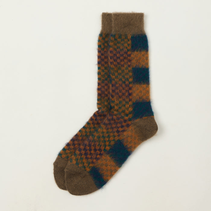 Anonymous Ism Napping Checker Crew Sock - Brown