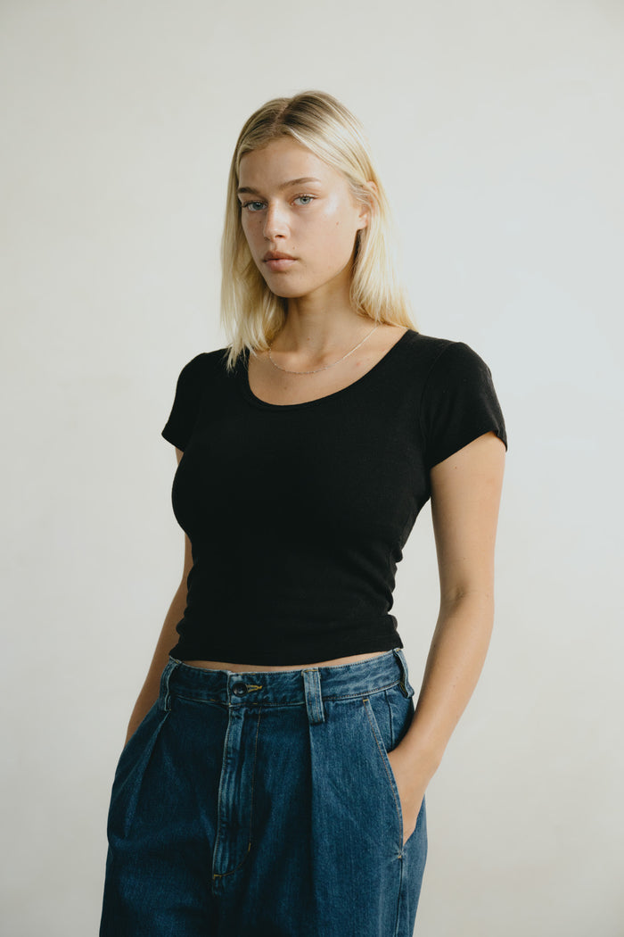 Baby Tee, Regen Silk Noil Jersey, Black