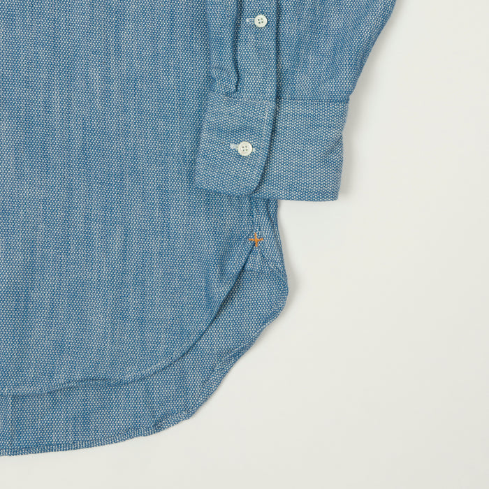 Beams Plus Low Tension Oxford Cloth Button Down Shirt - Light Indigo