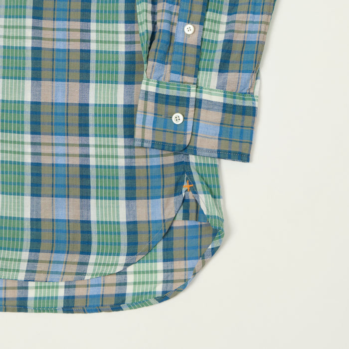 Beams Plus Madras Button Down Shirt - Blue