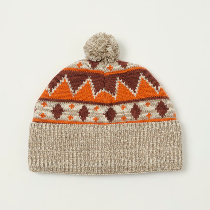 Beams Plus Nordic Bobble Beanie - Beige/Multi