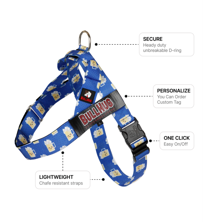 Beer Mugs BullHug Dog Harness – Non-Choking, Adjustable