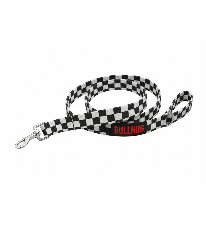 "BLACK AND WHITE CHECKERS" 6FT BULLHUG LEASH
