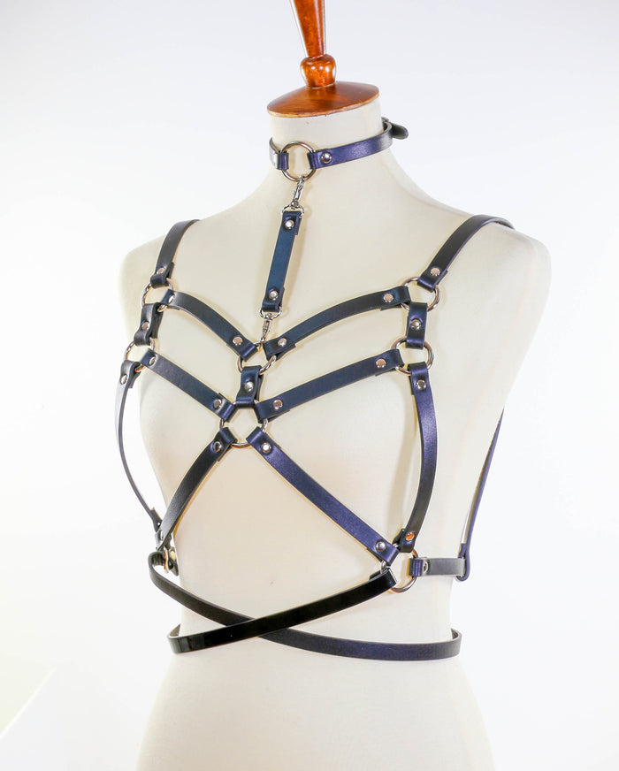 Black Bra Straps  Style Vegan Leather Harness With Belt