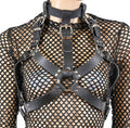 Black Vegan Leather Wide Bra Style Vegan Leather Harness With Choker