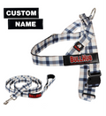 Blue & Tan Plaid BullHug Dog Harness & Leash Combo