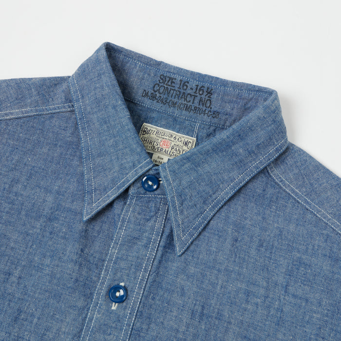 Buzz Rickson's Short Sleeve Chambray Shirt - Blue