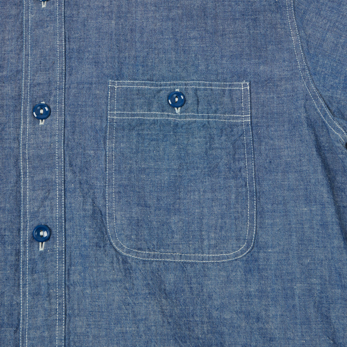 Buzz Rickson's Short Sleeve Chambray Shirt - Blue