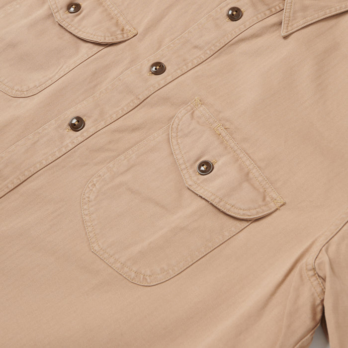 Buzz Rickson's Short Sleeve Herringbone Work Shirt - Beige