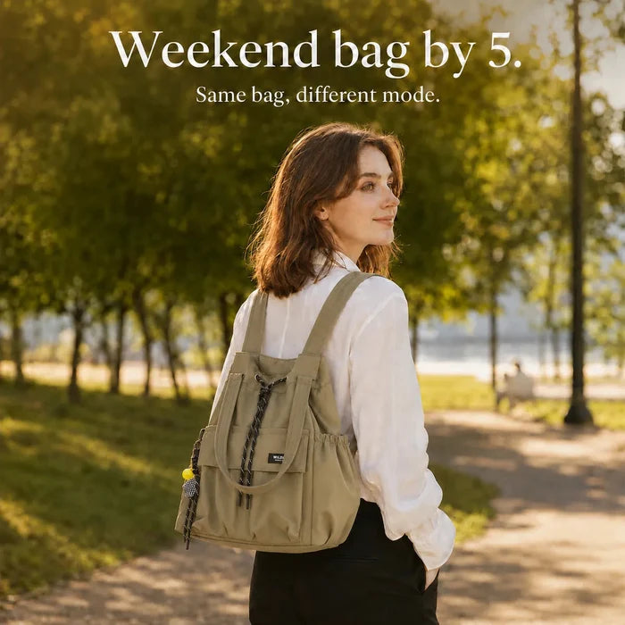 Carryall – Convertible Drawstring Canvas Tote Backpack with Cargo Pockets
