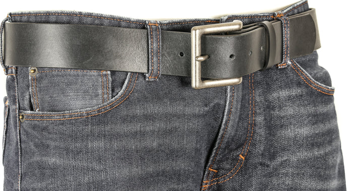 Classic Genuine Black Leather Dress Casual Jean Belt  1 3/4" Width Classic Buckle