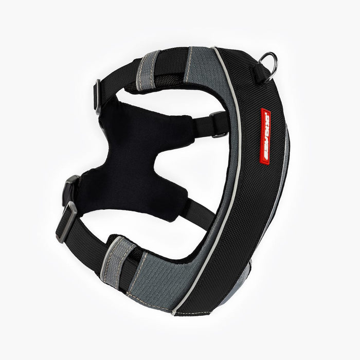 Black X-Link dog harness front angle on white background