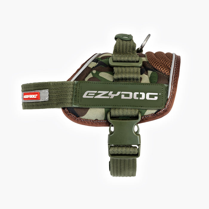 Green camo convert dog harness on white background