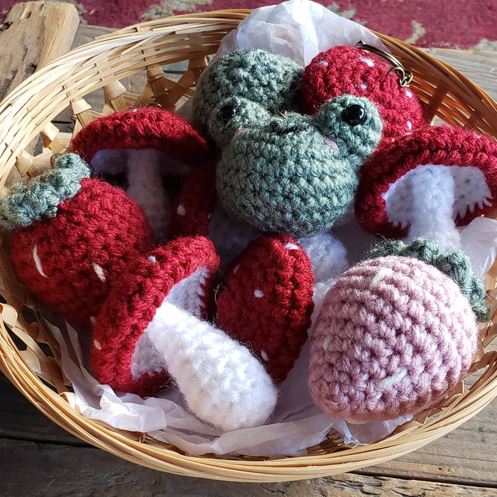 Crochet Strawberry Plush Keychain