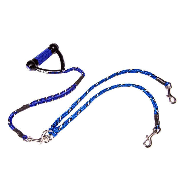 double dog leash in blue