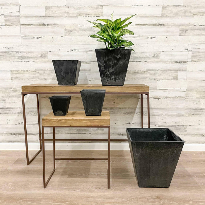 Ella Square Pot - Black - 12-inches - Hicks Nurseries