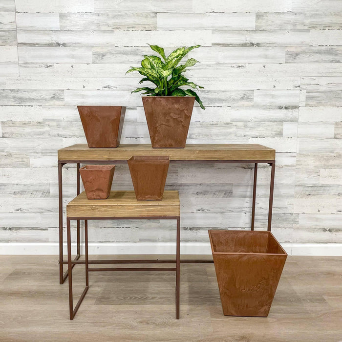 Ella Square Pot - Rust - 12-inches - Hicks Nurseries
