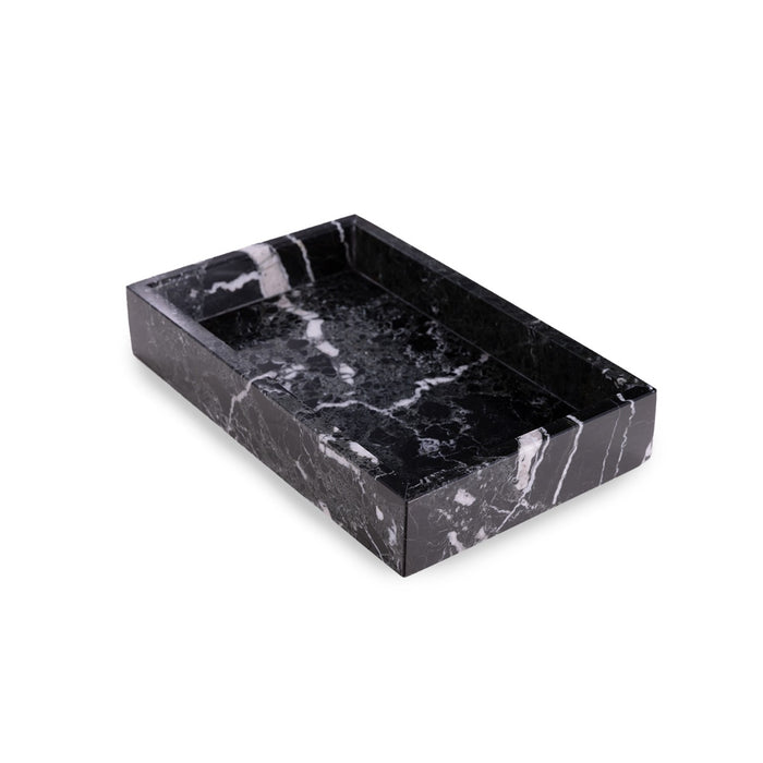 Ezra Black Zebra Genuine Marble Guest Towel Tray