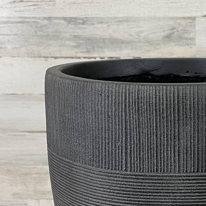 Fiberclay Mixed Stripe Planter - Black - 11-inch - Hicks Nurseries