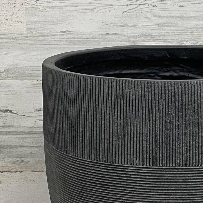 Fiberclay Mixed Stripe Planter - Black - 17-inch - Hicks Nurseries