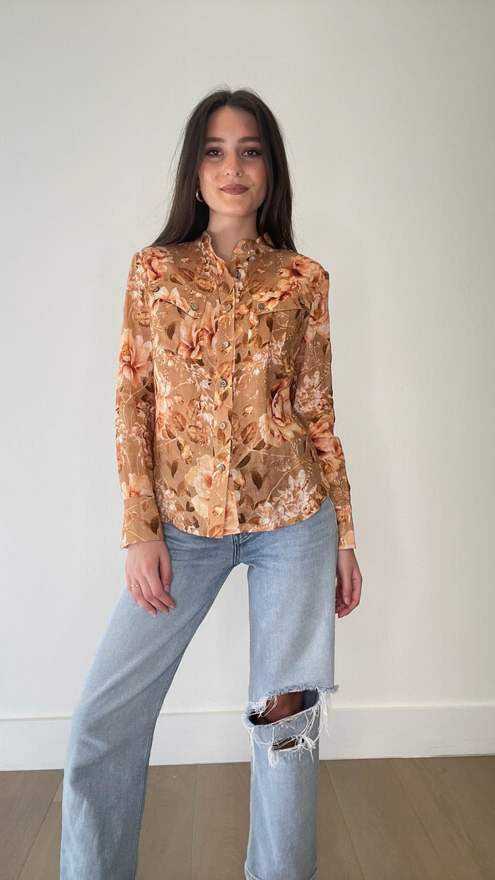Floral Linen Shirt - S