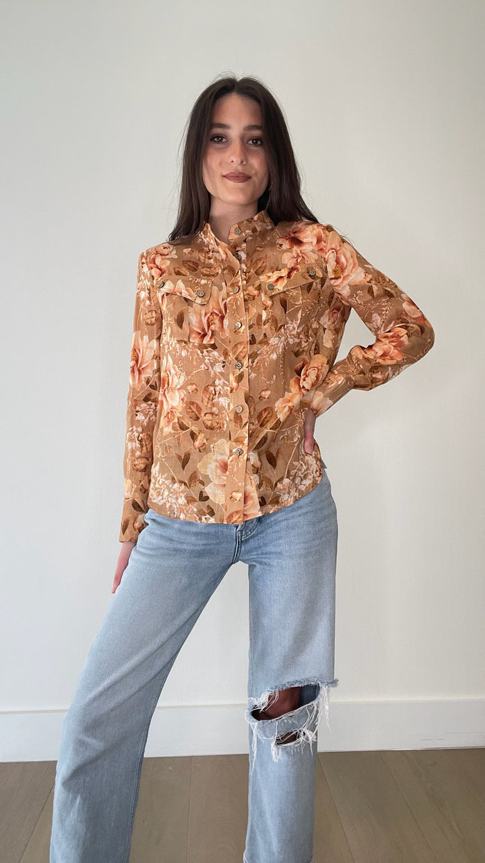 Floral Linen Shirt - S