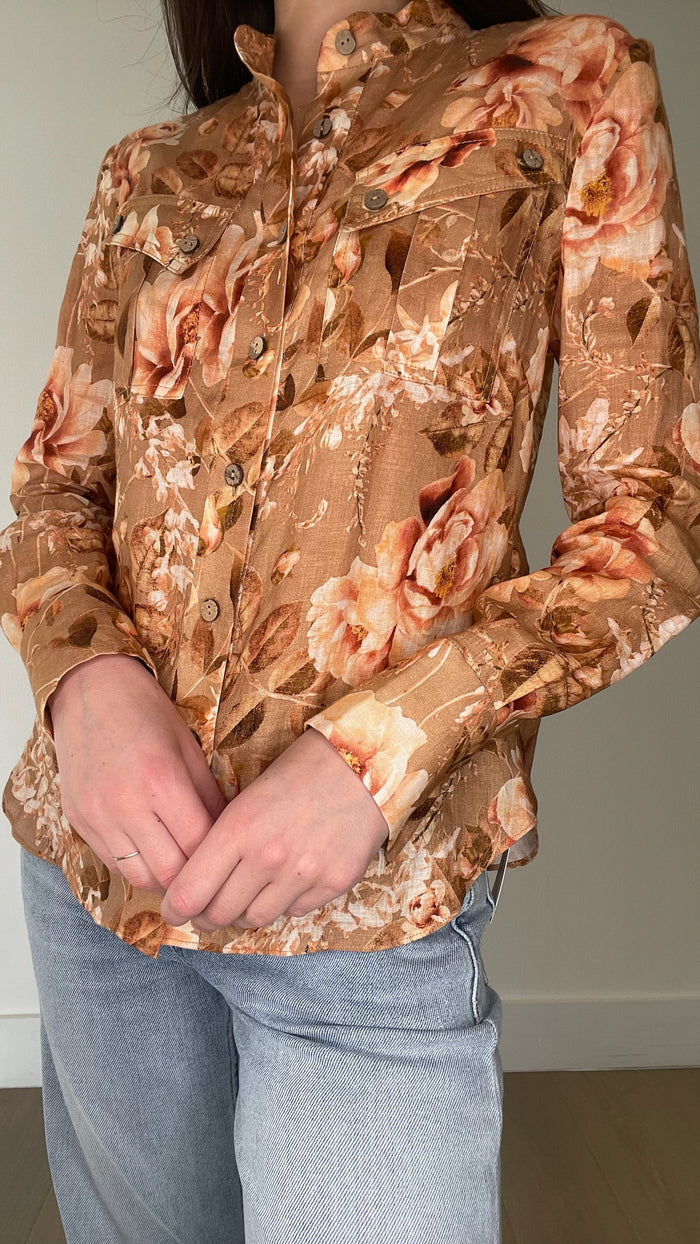 Floral Linen Shirt - S
