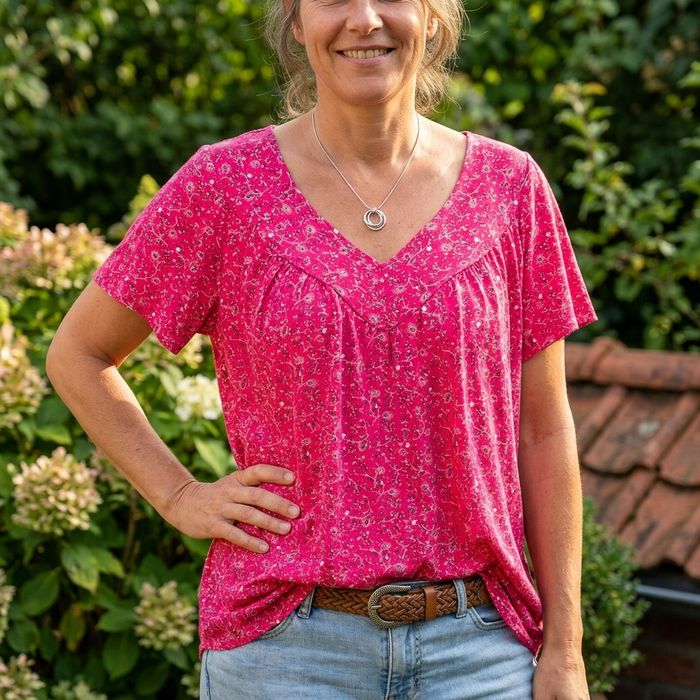 Florella – Flowy V Neck Printed Blouse