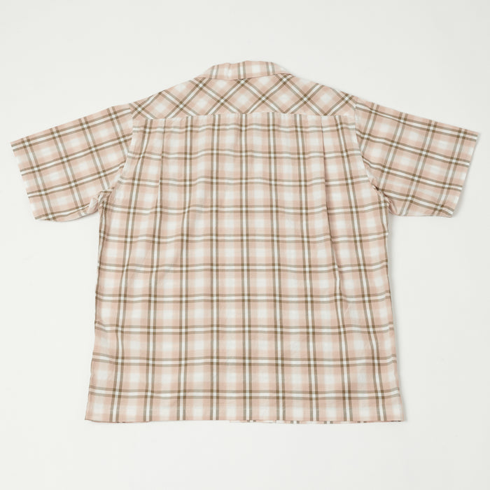 FULLCOUNT 4075 Broad Check Open Collar Shirt - Pink