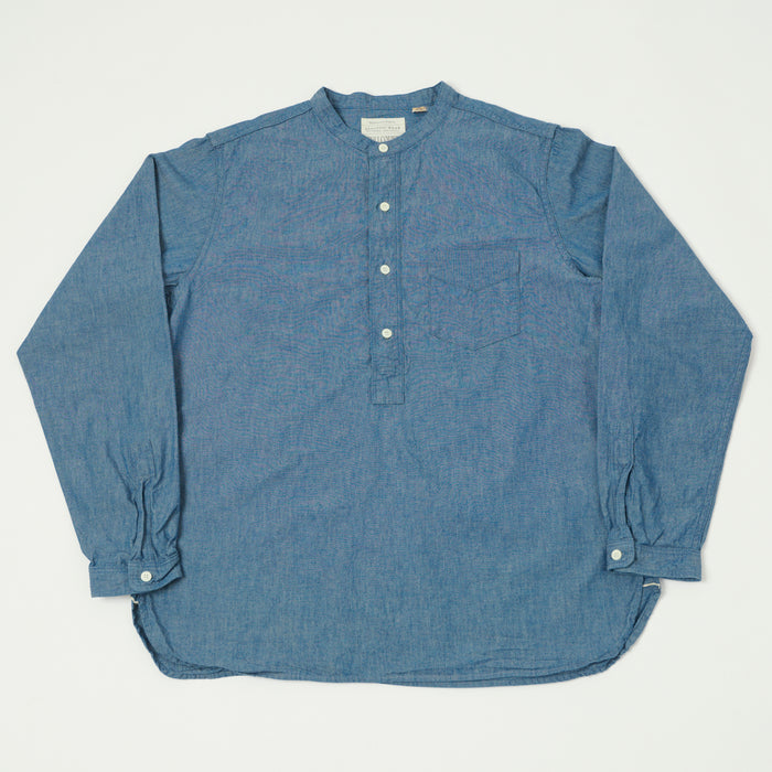 FULLCOUNT 4900 Stand Collar Pullover Chambray Shirt - Blue