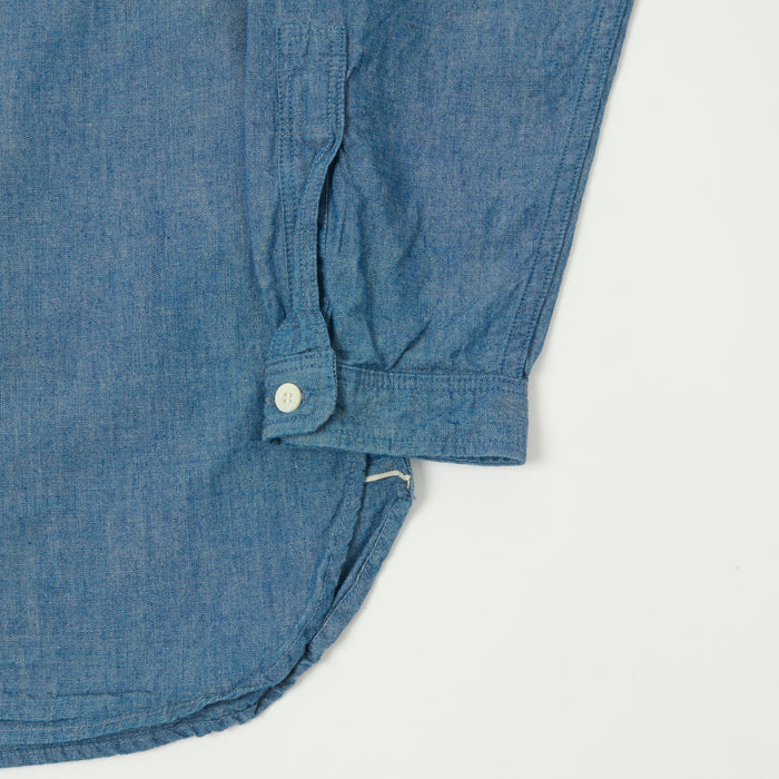 FULLCOUNT 4900 Stand Collar Pullover Chambray Shirt - Blue