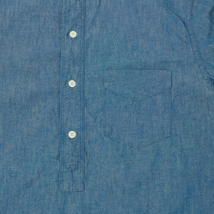 FULLCOUNT 4900 Stand Collar Pullover Chambray Shirt - Blue