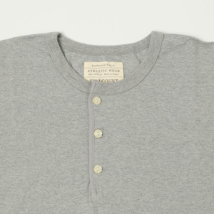 FULLCOUNT 5222H Flat Seam Heavyweight Henley - Heather Grey