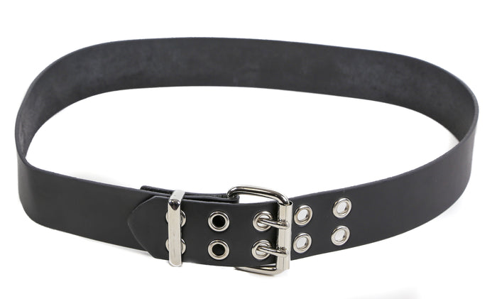 Genuine Black Leather Grommet Dress Casual Jean Belt  1 3/4" Width Roller Buckle