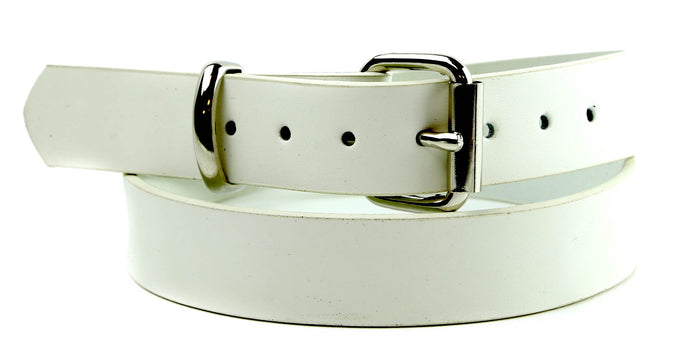 Genuine White Leather Dress Casual Jean Belt  1 1/4" Width Roller Buckle