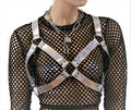 Glitter Rainbow Leather Wide Bra Style Vegan Leather Harness