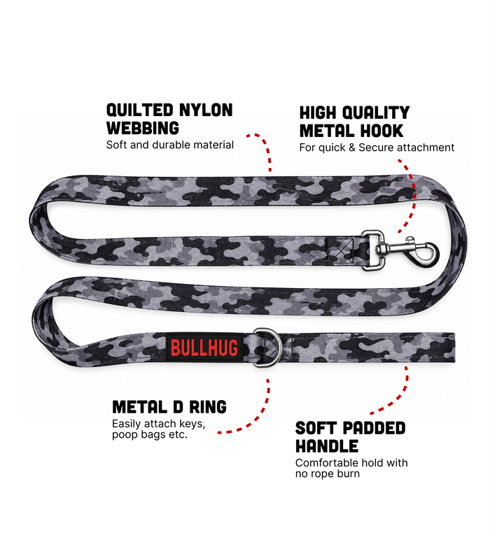 "GRAY CAMOUFLAGE " BULLHUG 6FT LEASH