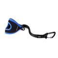 Black and blue dog handle with leash on a white background