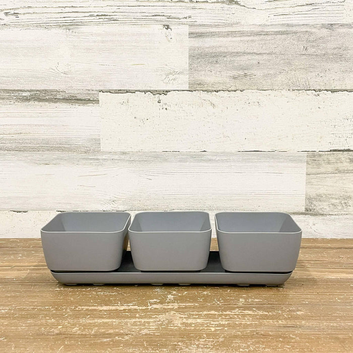 Herb Trio Planter Grey - 4-inches - Hicks Nurseries
