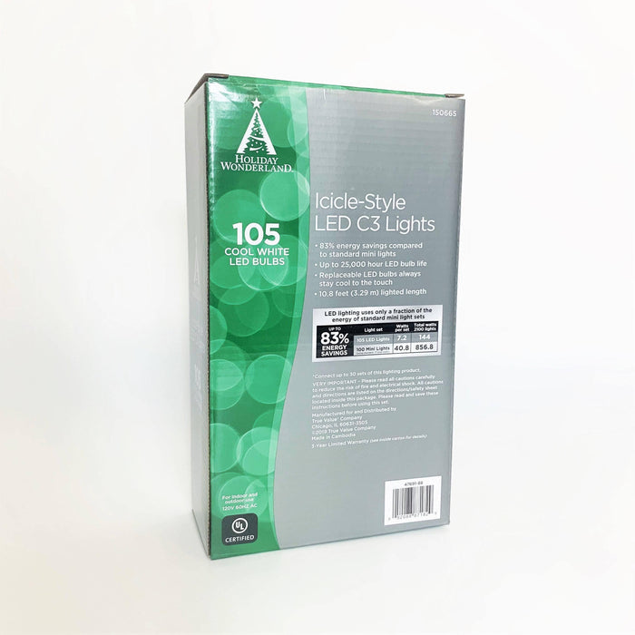 Icicle-Style LED 105 ct. C3 Light String Cool White - Hicks Nurseries