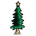 The 25” Infinity Light – Tree with Star by Available for Pick-Up & Delivery is a charming holiday piece shaped like a Christmas tree, featuring green lights with a reflective effect, elegantly mounted on a small rectangular base.