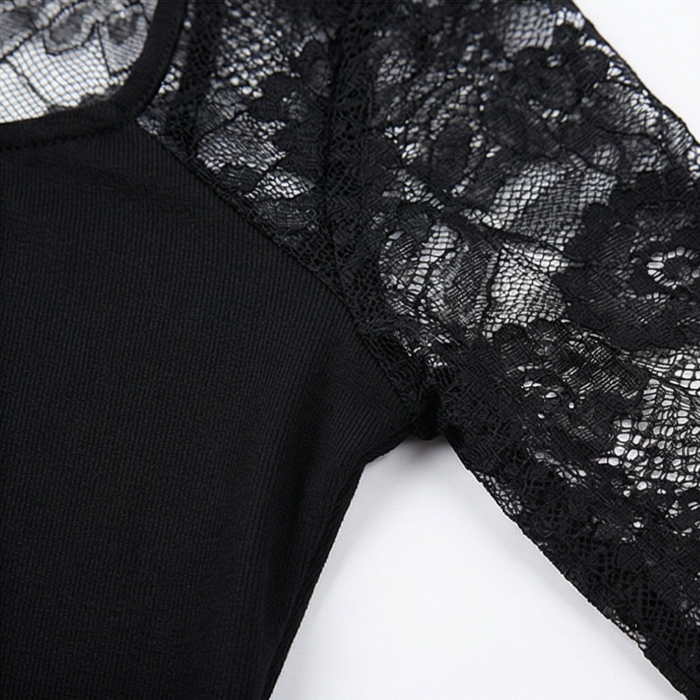 Lacelle – Women's Sheer Floral Lace Sleeve Top